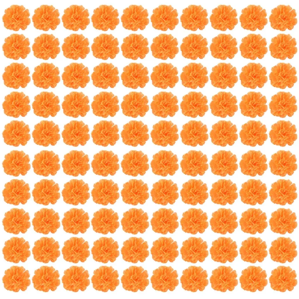 Cabezas de flores de caléndula a granel, 100 cabezas de piezas para guirnaldas, artesanías, flores falsas de caléndula de seda, naranja