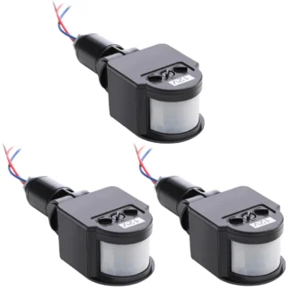Detectores de movimiento para exteriores, interruptor de luz con Sensor Pir, corriente continua, 12V, color negro, 3 piezas
