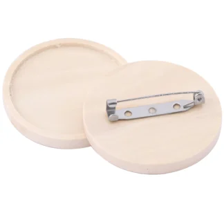 Base de broche de cabujón de madera redonda, bandejas de ajuste, bisel Diy, espacios en blanco para Broches, suministros de fabricación, 40mm, 5 piezas