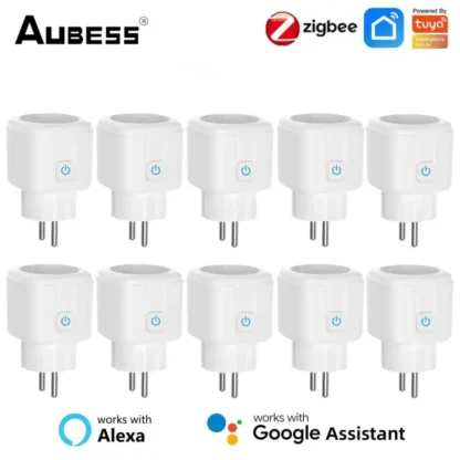 AUBESS Tuya 16A EU enchufe inteligente Monitor de potencia hogar inteligente enchufe de sincronización Control remoto a través de SmartLife Alexa Google Control de voz