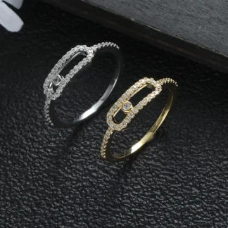 HIBRIDE, anillos apilables con inicial elegante de lujo para mujer, anillos de boda CZ para dedo, cuentas, anillo con dije, joyería bohemia de playa R01