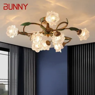 BUNNY Lámpara de techo pastoral americana LED Creatividad Flor Sala de estar Comedor, dormitorio Luces de decoración del hogar