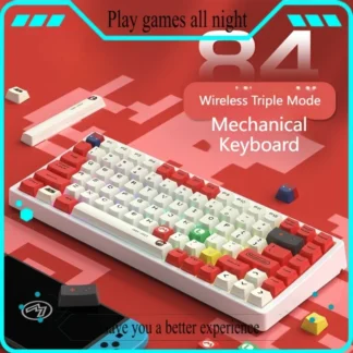 Teclado mecánico inalámbrico de 84 teclas intercambiable en caliente Pbt sublimación de cinco lados Keycap Gaming Esports múltiples opciones de eje elegir