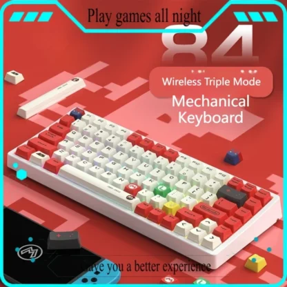 Teclado mecánico inalámbrico de 84 teclas intercambiable en caliente Pbt sublimación de cinco lados Keycap Gaming Esports múltiples opciones de eje elegir