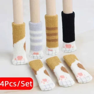 4 unids/set creatividad pata de gato calcetines para pies de mesa cubiertas para patas de silla protectores de suelo calcetines de punto estera antideslizante silenciosa resistente al desgaste