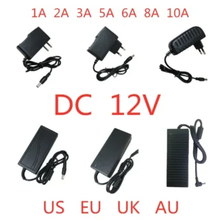 Adaptador de fuente de alimentación AC 100V-240V DC 12V 1A 2A 3A 5A 6A 8A 10A, convertidor transformador de iluminación de 12 V voltios para tira de luz LED CCTV