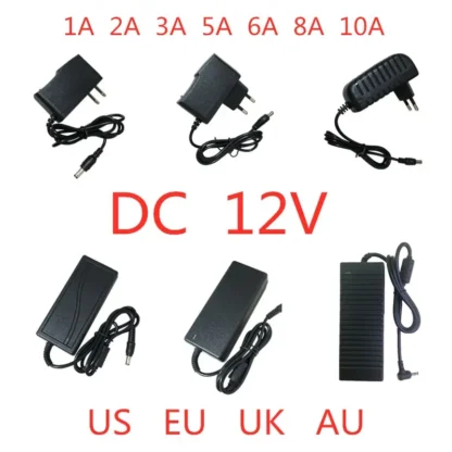 Adaptador de fuente de alimentación AC 100V-240V DC 12V 1A 2A 3A 5A 6A 8A 10A, convertidor transformador de iluminación de 12 V voltios para tira de luz LED CCTV