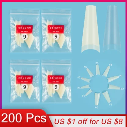 200 piezas del mismo tamaño de medio forma de ataúd puntas de uñas postizas compra de certas tamaños uñas postizas para arte de uñas pintura Prastic