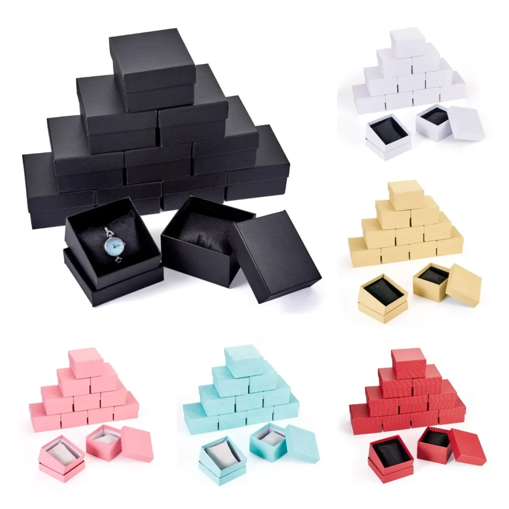 Cajas de regalo de joyería de papel cuadradas, 12 Uds., con almohada de telas, estuche organizador de joyería para pulseras, almacenamiento de relojes