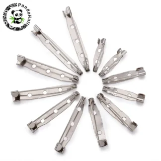 100 unids/lote de pasadores de barra trasera con Base de broche de hierro, captura de seguridad con agujeros para accesorios de joyería, platino 20 ~ 40x5 ~ 6mm