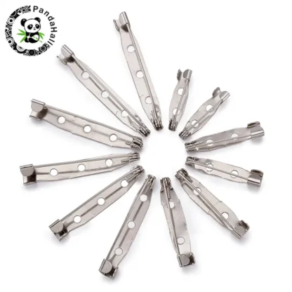 100 unids/lote de pasadores de barra trasera con Base de broche de hierro, captura de seguridad con agujeros para accesorios de joyería, platino 20 ~ 40x5 ~ 6mm