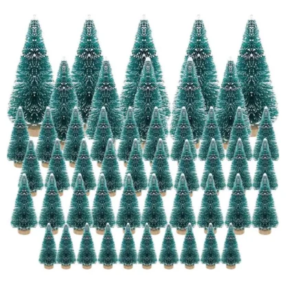 50 Uds. Árbol de Navidad Artificial en miniatura, pequeños árboles de nieve y escarcha, pinos, manualidades de decoración navideña DIY