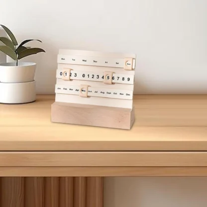 Calendario de madera deslizante, calendario de bloques de madera móvil DIY, calendario perpetuo deslizante para cafeterías de escritorio, hogar y oficina