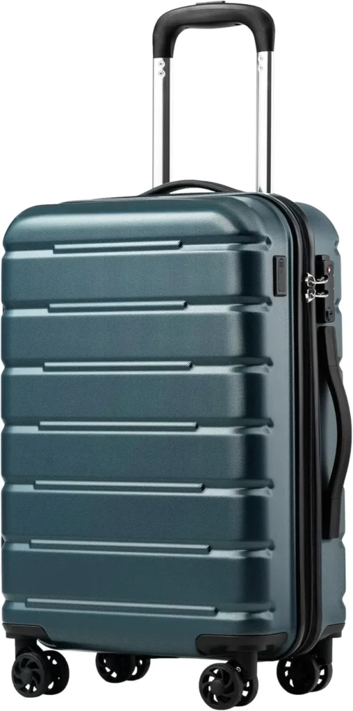 S(20 pulgadas) Coolife azul azulado, Maleta de equipaje, Spinner de mano, bloqueo TSA, puerto USB expandible (solo 28 pulgadas), Hardsi ligero