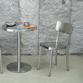 Silla de comedor Industrial de acero inoxidable con marco de Metal, silla minimalista moderna nórdica con respaldo, muebles de restaurante al aire libre