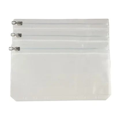 Organizador de documentos A5 A6, organizador de archivos con bolsillos transparentes de PVC, carpeta transparente, sobres para efectivo, impermeables con cremallera de Metal, 5 uds.