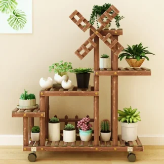 Estante Universal para plantas, estante escalonado con ruedas de lujo, estante para plantas de bambú, muebles de jardín Bitki Raflar ajustables para interiores