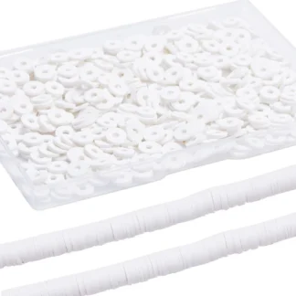 1000 Uds + cuentas Heishi blancas arcilla 8mm arcilla Heishi cuentas a granel disco plano cuentas de vinilo kit de fabricación suelta