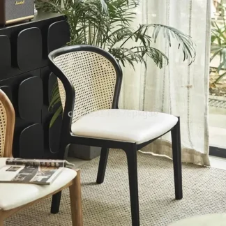 Silla de comedor de ratán de madera maciza, respaldo de ratán, maquillaje japonés para el hogar, silla de ocio antigua, muebles