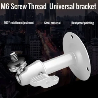 Soporte de montaje en techo y pared lateral de acero y hierro, soporte de instalación giratorio para cámara CCTV, rosca de tornillo de M6 ajustable de 360 grados