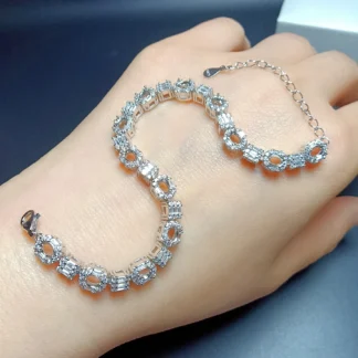 MeiBaPJ-incrustaciones de piedra Ovrl para mujer, soporte de pulsera de plata de ley S925, soporte vacío DIY, joyería fina con dijes, 3x4mm