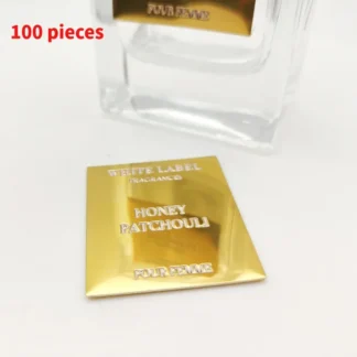 10 0.Zhang.Etiquetas adhesivas adhesivas con placa de identificación de metal blanco para botella de perfume personalizada