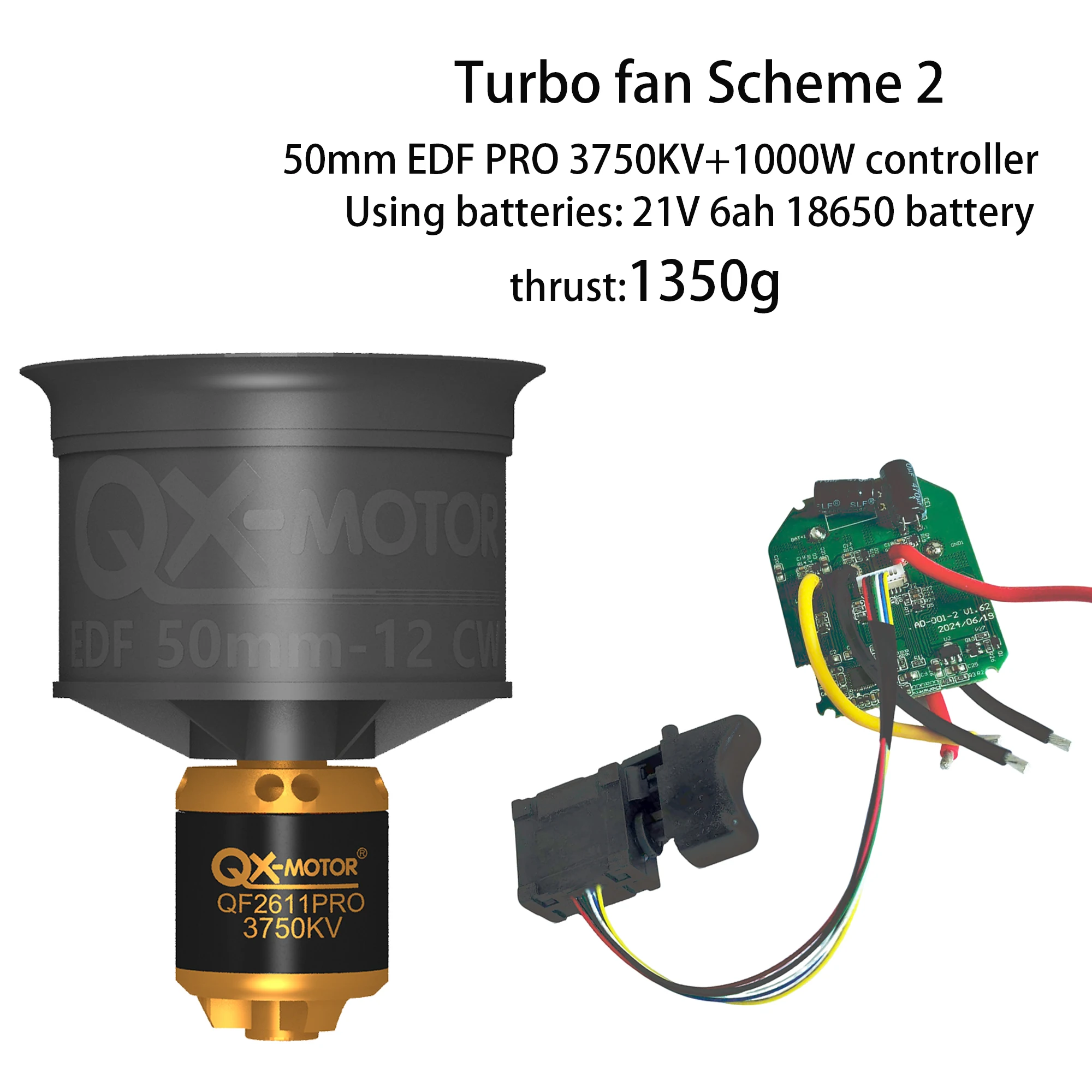 Accesorios de ventilador violento 50 / 64 / 70mm EDF KIT de motor sin escobillas 1000W controlador esc interruptor de soplador para ventilador Turbo