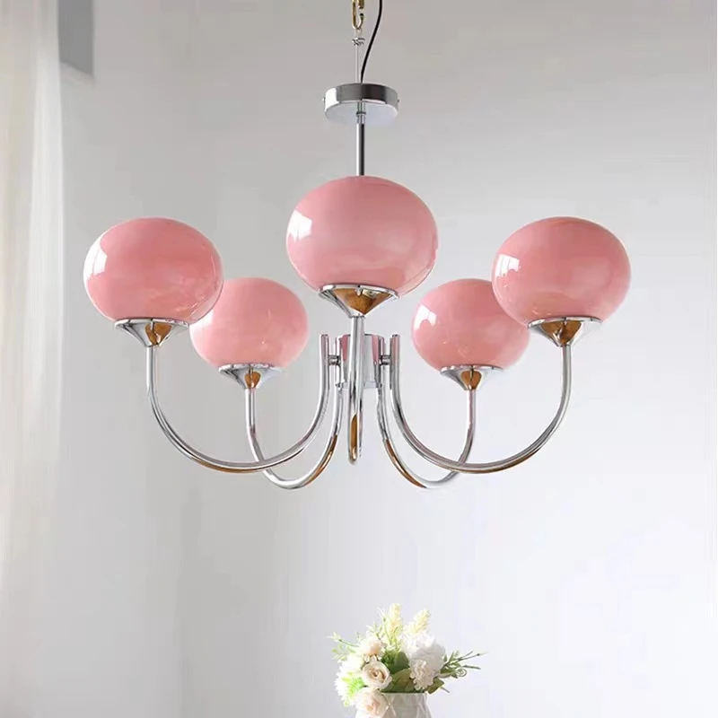 Candelabro de bola de cristal moderno, lámpara colgante de techo, creativa, Bauhaus Arts, encantadora, para dormitorio de niñas, Vintage, decoración del hogar
