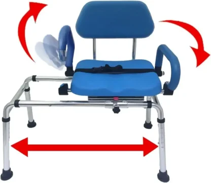 Silla de ducha deslizante con carrusel saludable, banco de transferencia para bañera con asiento giratorio, acolchado de primera calidad, brazos giratorios, Spa ajustable