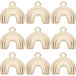 1 caja de 10 Uds. De dijes de arcoíris chapados en oro de 18K, puente semicircular curvo, colgantes, suministros para manualidades, kit de fabricación