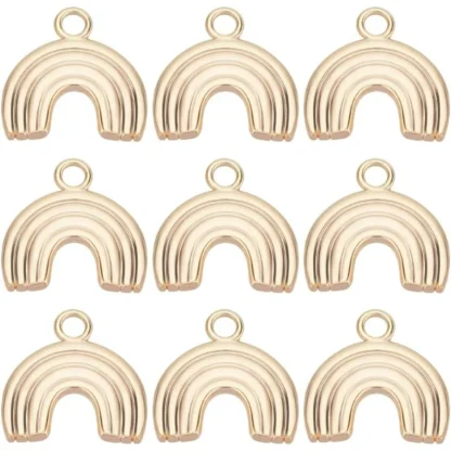 1 caja de 10 Uds. De dijes de arcoíris chapados en oro de 18K, puente semicircular curvo, colgantes, suministros para manualidades, kit de fabricación