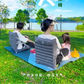 Asientos plegables inflables para acampar al aire libre, Picnic, playa, ocio, cojín portátil, respaldo, silla tumbada, sillas con cojín de aire