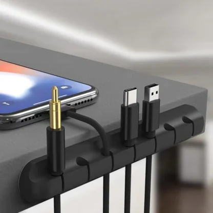 Organizador de Cables de silicona, enrollador de Cable de carga USB, soporte para ratón, teclado, auriculares, organizador de cables, Clips
