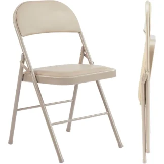 Paquete de 2 sillas plegables, sillas plegables acolchadas de cuero, sillas plegables de metal resistentes, exterior e interior para el hogar, oficina, fiesta