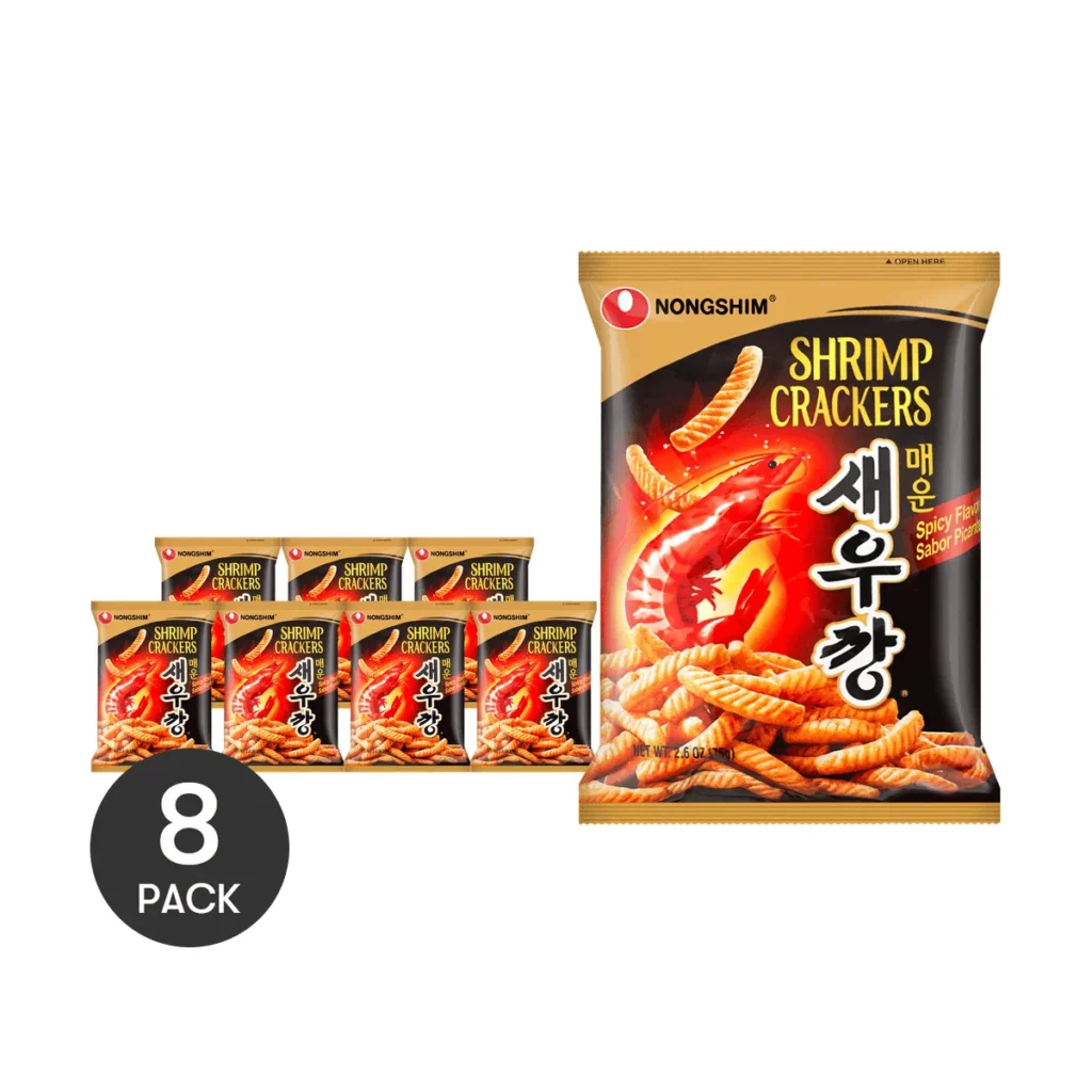 NONGSHIM-galletas de camarones calientes y picantes, aperitivos de mariscos crujientes, 2,64 oz cada uno, perfectos para fiestas y aperitivos, 8 paquetes