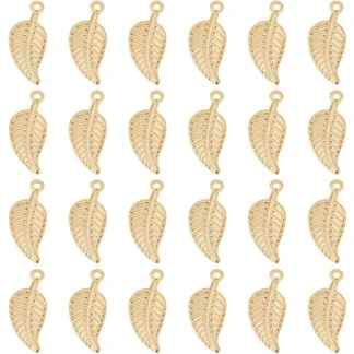 60pcs Leaf Golden Charms Stainless Steel Pendants Metal Leaf Charms Pendants for DIY Jewelry making kit