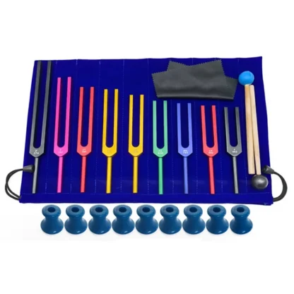 T35C 9 piezas de diapasones de aleación de aluminio coloridos, diapasones para terapia, terapia de voz azul