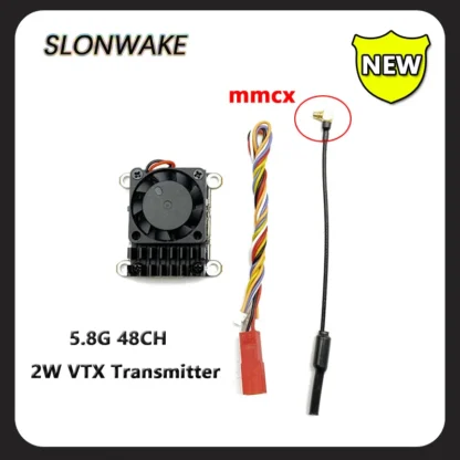 SLONWAKE Transmisor FPV Micrófono de potencia de 2 W y protección térmica Transmisión de imágenes 5.8G sobre larga distancia Adecuado para UAV