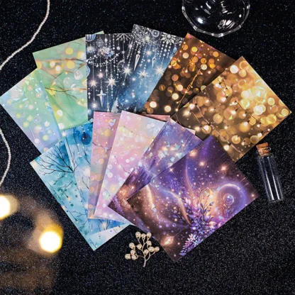 Pegatinas románticas con tema de luz de ensueño, decoración de álbumes de recortes, papel de embalaje de regalo, materiales culturales de Collage de pared