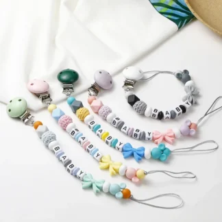 Clip para chupete de bebé INS, nombre personalizado, soporte para pezones, cadenas, alimentación infantil, regalo para recién nacido, mordedor, accesorios para bebés