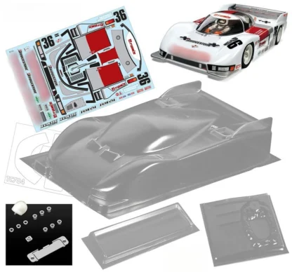 TC784 1/12 Toyouta 84C carcasa de carrocería Lexan transparente con ala trasera y hoja de calcomanía para coche RC Drift chasis de 204mm