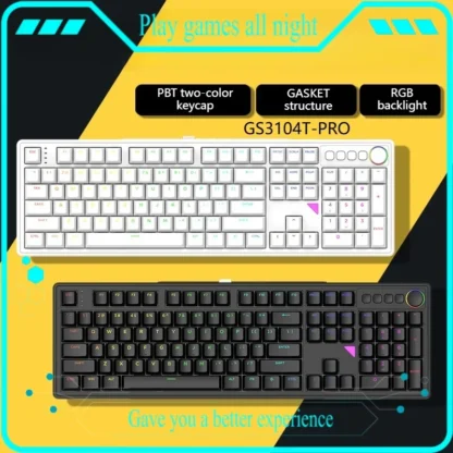 Teclado mecánico inalámbrico para jugar GS, 13ms, baja latencia, 75/84/104 teclas, intercambiable en caliente, tecla completa, batería de gran capacidad personalizable