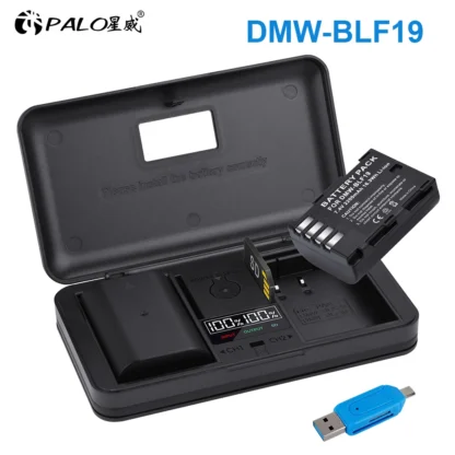 Batería de 2200mAh DMW-BLF19 DMW BLF19 BLF19E DMW BLF19E para cámara Panasonic Lumix GH3 GH4 GH5 G9 DC-GH5 + caja de cargador USB Dual LCD