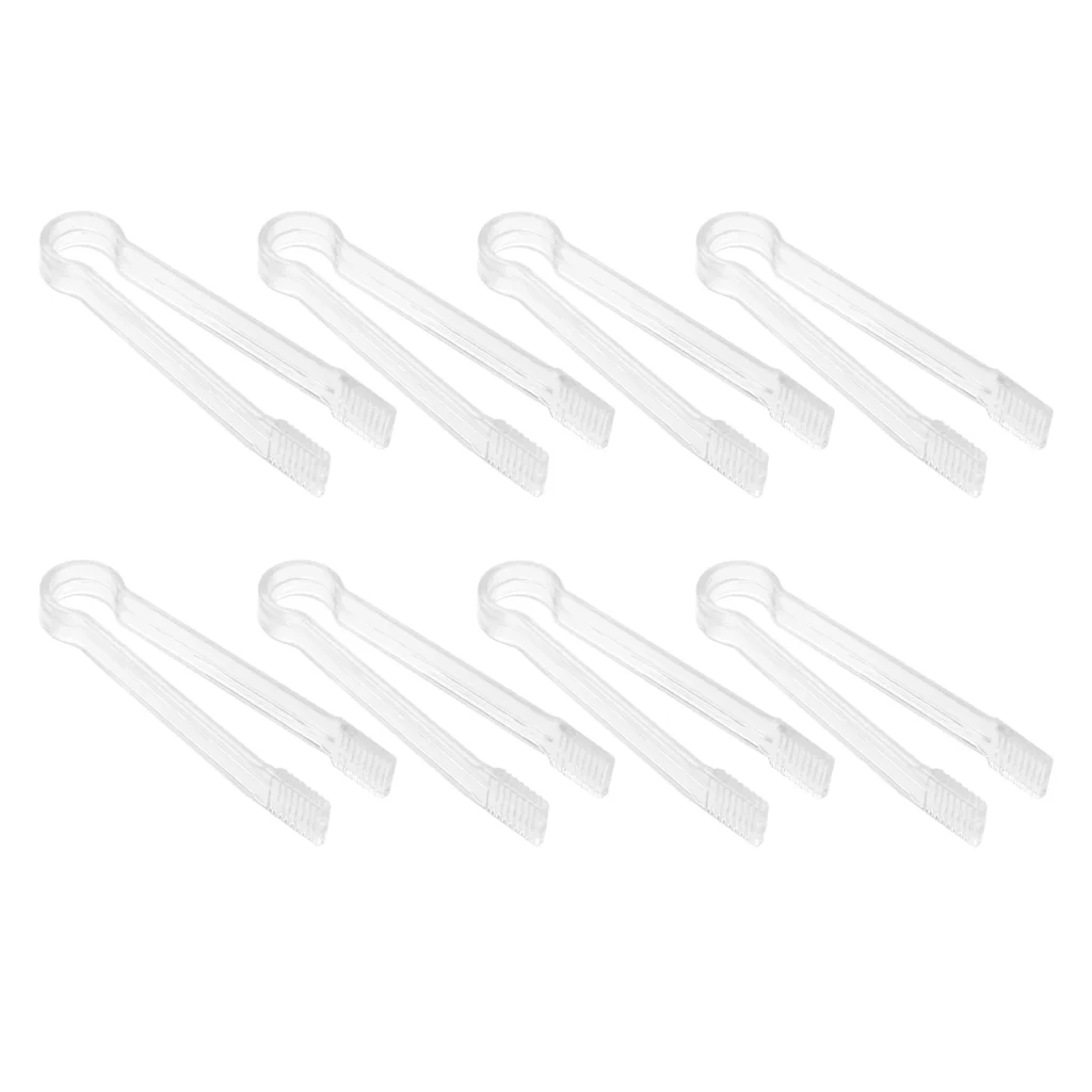 8 Uds. Pinzas de plástico para servir Buffet, Mini utensilio para servir, pinzas para aperitivos, pinzas de cocina transparentes, hielo pequeño de 6,3 pulgadas