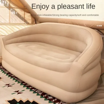 Sofá inflable automático para exteriores, cojín de aire portátil doble, cama para acampar, ocio, silla de salón inflable automática para hombre perezoso