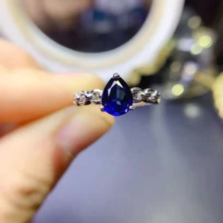 Anillo de zafiro de Plata de Ley 925, anillo clásico para mujer, joyería fina de zafiro Real Natural