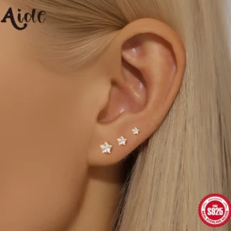 Aide-Juego de pendientes de plata de ley 925 para mujer y niña, aretes con forma de triángulo de estrella, Circonia cúbica, zirconia, circonita, zirconita, hecho a mano, creativo, DIY, 3 piezas