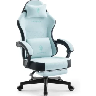 Silla de oficina. Silla de juegos de tela con cojín de resorte de bolsillo, silla de ordenador ergonómica con respaldo alto y reposapiés para adultos, masaje