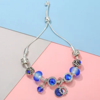 Pulseras con dijes de luna y estrella para mujer, pulsera de cuentas azules de cristal DIY, joyería para esposa, regalo, oferta especial, triangulación de envíos
