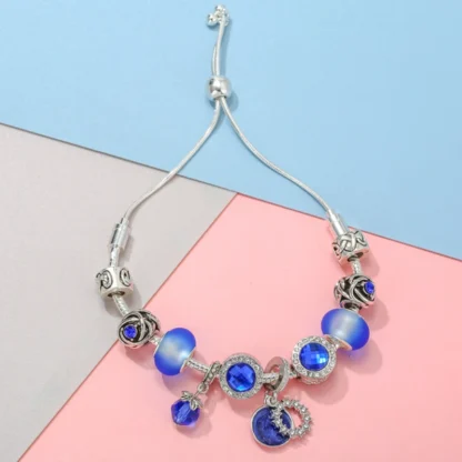 Pulseras con dijes de luna y estrella para mujer, pulsera de cuentas azules de cristal DIY, joyería para esposa, regalo, oferta especial, triangulación de envíos